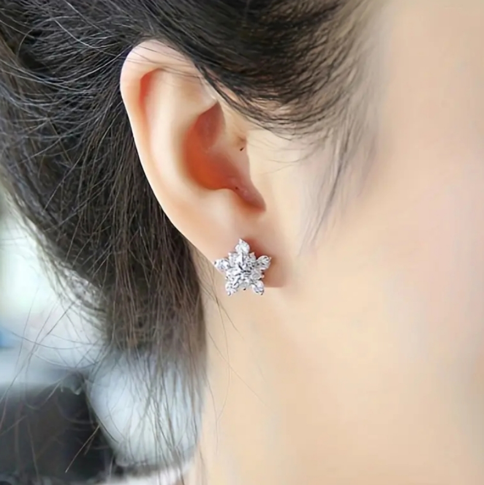 Sparkling Snowflake Rhinestone Earrings - Picture 2 of 5
